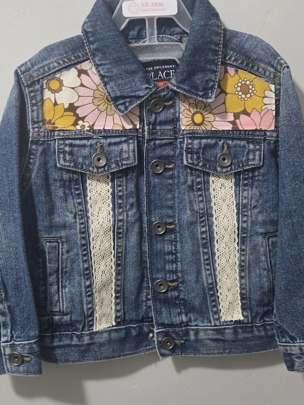 The Children's Place ..Upcycled Dolly Parton Denim Jacket with Pink XOXO